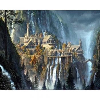 Kreatives Diamant-Stickerei-Set: Fantasie-Schloss