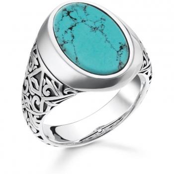 Anillo de plata tipo sello para hombre con piedra turquesa Thomas Sabo
