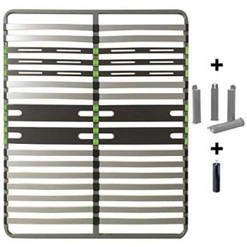 Pack lit comprenant 2x16 lattes, pieds gris et central pour une taille de 160x200cm