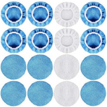 16-Piece Car Polishing Pad Bonnet Set (5 to 6 Inches) Including Microfiber and Wax Bonnets