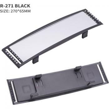 Espejo Retrovisor Automóvil Curvo Panorámico, Universal, 270 mm, Interior Blanco