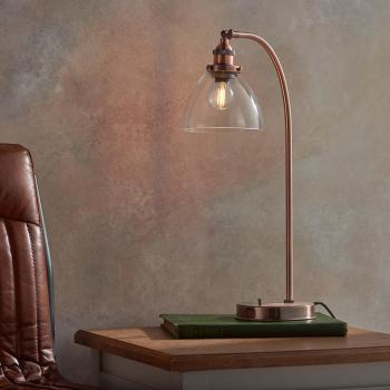 ENDON Hansen Tischlampe 1-flammig Altkupfer Klarglas