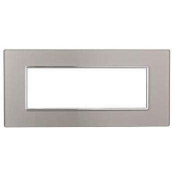 Plaque en Verre Argent Série Lune 6P pour Bticino