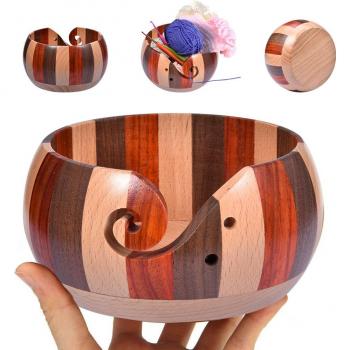 Handmade Wooden Yarn Bowl for Crochet Skeins