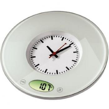 Xavax Pauline mit Uhr – transparente Küchenwaage für die Wand