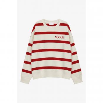 Felpa a righe rosse VOGUE con logo ricamato