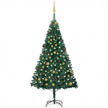 210 cm Green Pre-lit Christmas Tree with Ball Set PVC