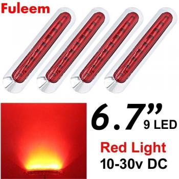 Fuleem 4PCS 9LED Red Side Marker Lights for Truck Trailer