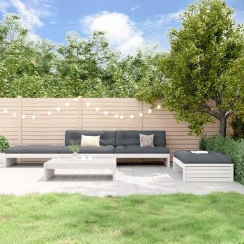 Ensemble de meubles de jardin 5 pcs, bois massif blanc avec coussins