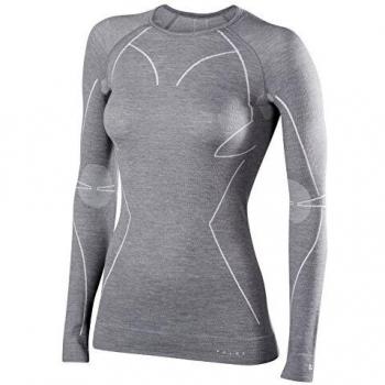 Falke Women's Wool‑Tech Long Sleeve Blouse – XS, Grey, Block Colour