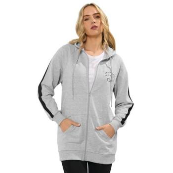 Women’s Tall “Sports Club” Longline Hoodie – Light Grey, 12”