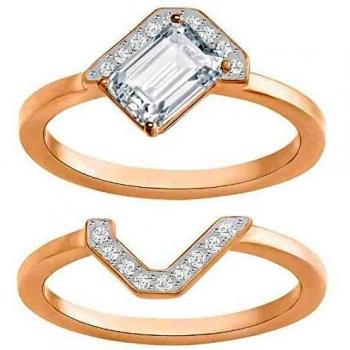 Anillo Galery Swarovski mujer CZWH/CRY/PRO acero inoxidable parcialmente dorado cristal blanco talla 52