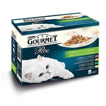 Purina Gourmet Perle les Filettines avec des Légumes, Sachets Fraîcheur, pour Chat Adulte, 12 x 85g