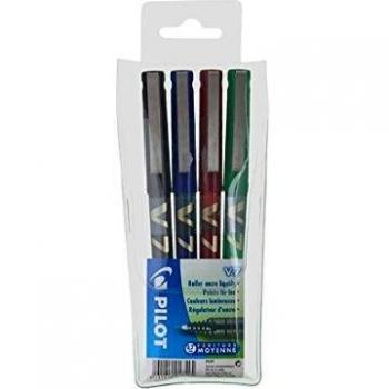 PILOT Roller Hi‑Tec V7 – Pochette de 4 pointes aiguille – 0,4 mm – Carburé Tungstène – Distance d’écriture 2000 m (017545 / 2017540)