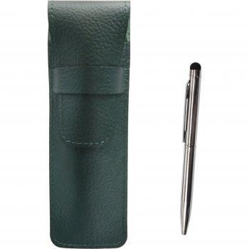 Grained Leather Pencil Organizer in Moss Green with Metallic Rotary Pen (SASMG-9A094A)