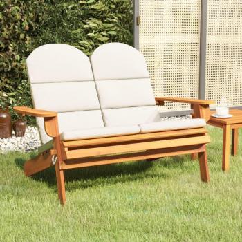 Banc de jardin Adirondack avec coussins 126 cm en bois massif d'acacia