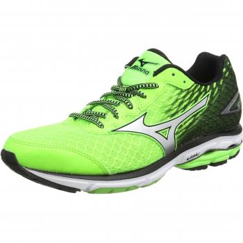 Mizuno Wave Rider 19 Men's Sports Shoes in Green Gecko/Silver/Black