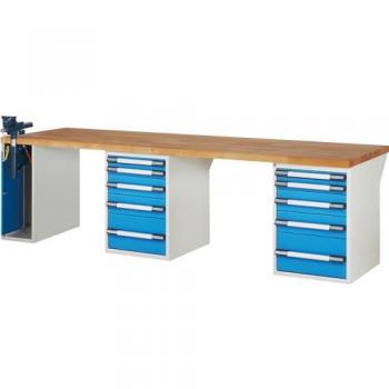 EUROKRAFT Pro Series 7 Modular Workbench: 10 Drawers + Left Side Vice