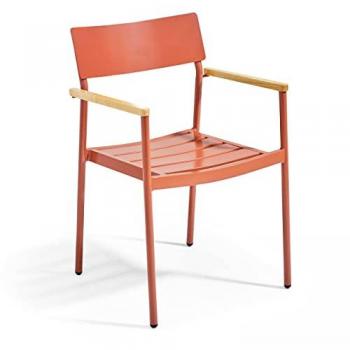 Sedia esterna in alluminio e legno terracotta