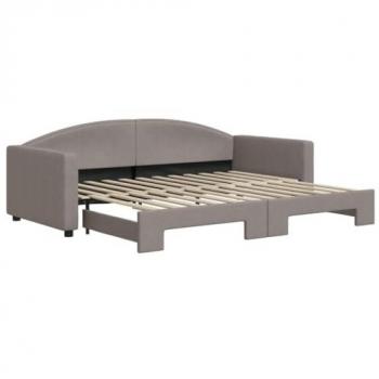 Sofá-Cama Espaçoso VidaXL 90x200cm, Tecido Cinza com Tons de Acastanho + Gavetões