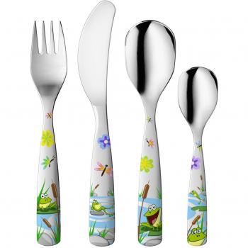 Gnali & Zani 4-Piece Children's Eating Utensils Set, Frogs