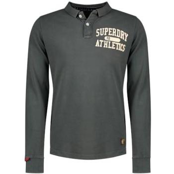 Superdry Herren Langarm‑Polo – Vintage‑Athletic in Grau XXL