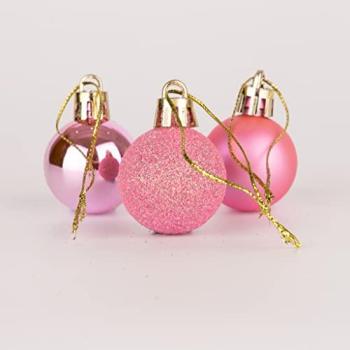 Shatchi 30mm Pink Shatterproof Baubles – 24 Piece Holiday Ornament Bundle