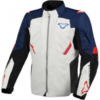 Veste de moto Macna Notch imperméable Gris Rouge Bleu 3XL