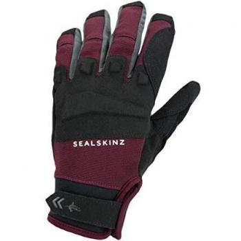 SEALSKINZ Unisex Waterproof All Weather MTB Glove, Black/Red, Size Small