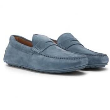 BOSS Herren Mokassins Blau Veloursleder