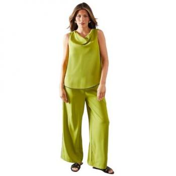 Lime Stripe Cowl Top for Women
