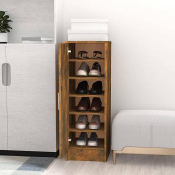 Mueble zapatero madera contrachapada roble ahumado 32x35x92 cm Marrón