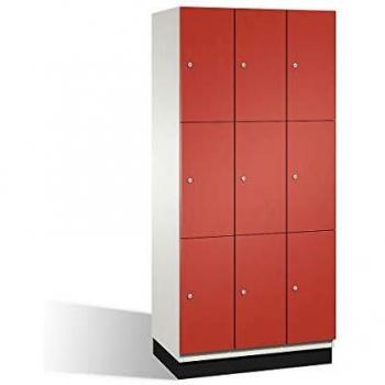 Armadietto Cambio 3 posti bianco e rosso fuoco