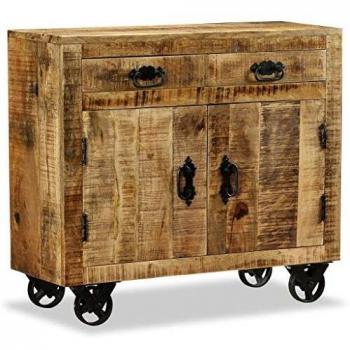 VidaXL Cassettiera in Legno di Mango Grezzo con 2 Cassetti e 1 Sezione