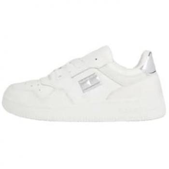 Zapatillas Retro Tommy Hilfiger Tjw Basket Mujer Blancas con Logo Espejo