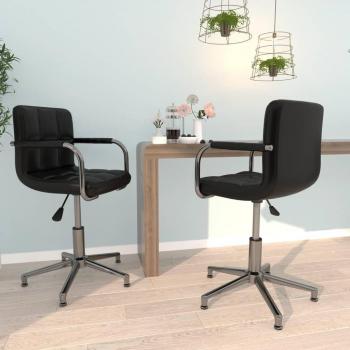 Set of 2 Swivel Dining Chairs Black Faux Leather vidaXL