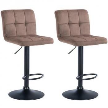 Bar Set 2 Sgabelli Velluto Peru Marrone Nero