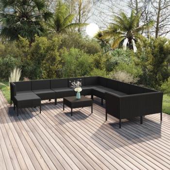 VidaXL Conjunto de muebles de jardín 12 piezas con cojines de ratán sintético