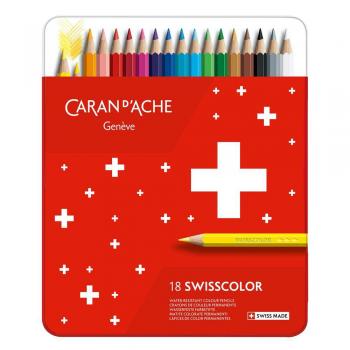 Crayons de couleur Swisscolor Caran d'Ache, boîte métal de 18 pièces