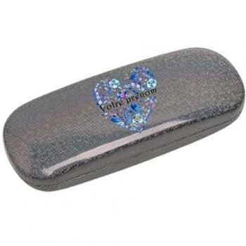 Étui à lunettes noir motif cœur avec paillettes et personnalisation