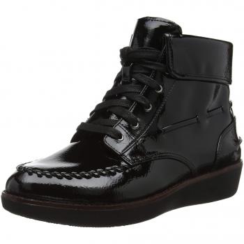 Botines Fitflop GIANINI Lace-UP Crinkle Patent para Mujer, Color Negro
