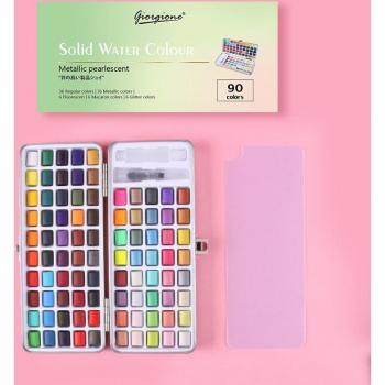 Conjunto de Acuarelas Sólidas Giorgione, Caja de Bolsillo con Anillo Metálico y Pincel, 50/72/90/100 Colores Vivos