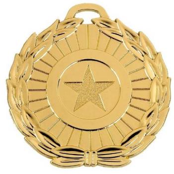 Gold 50 mm Megastar Trophy Medal, Ribbon & Personalization (AM870G)