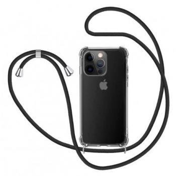 Funda 4-ok Transparente con Correa Negra para iPhone 15 Pro