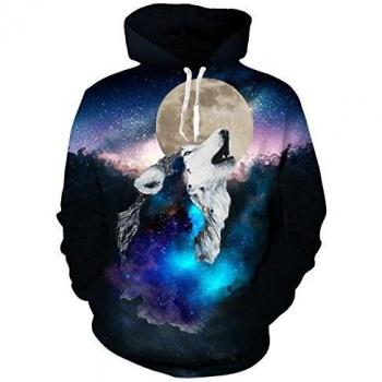 Felpa Uomo Vello 3D Lupo Inverno