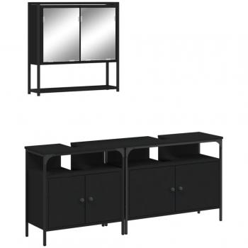 Trio de Muebles Baño Negro Contrachapado