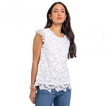 T-shirt brodé motif papillon 46 Blanc