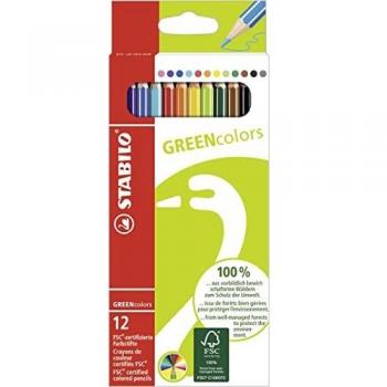 Etui 12 crayons de couleur Stabilo Green Colors avec coloris assortis