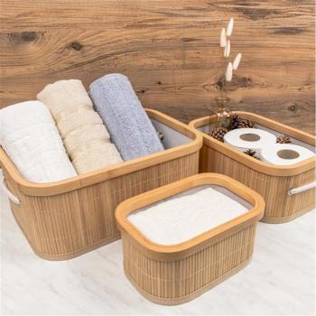 Versatile Bamboo Storage Baskets Set of 3 30x22x12 cm