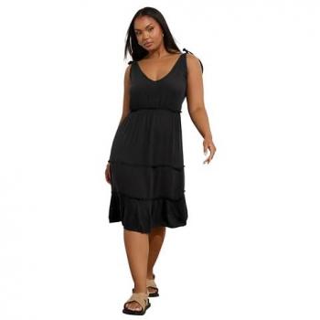 Yours – Schwarzes Hineinschlüpf-Kleid für Damen